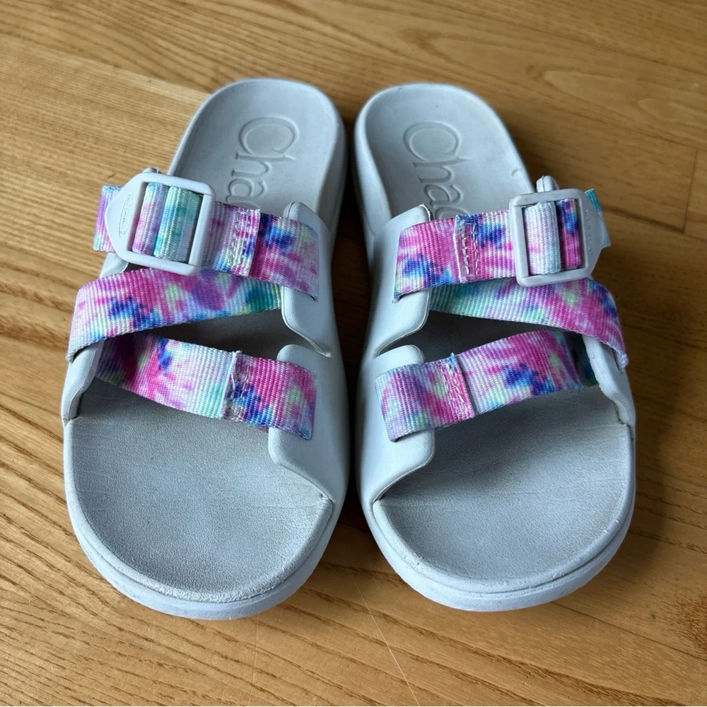 Chaco Chillos Slide Sandals Light Tie Dye Beige Off-white Youth Kid Girls Size 3